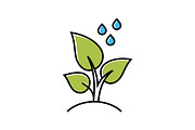 Trees planting color icon