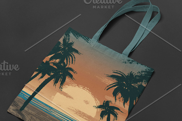 Tropical beach with palm trees in Illustrations - product preview 1