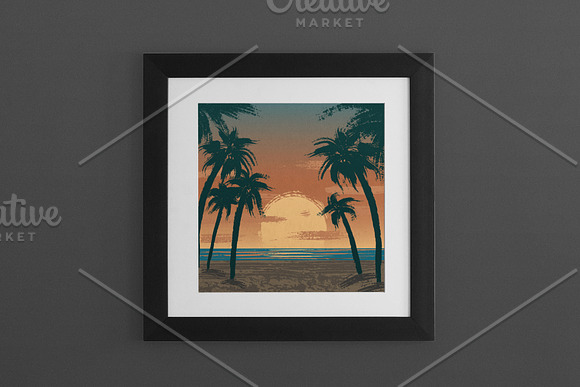 Tropical beach with palm trees in Illustrations - product preview 2