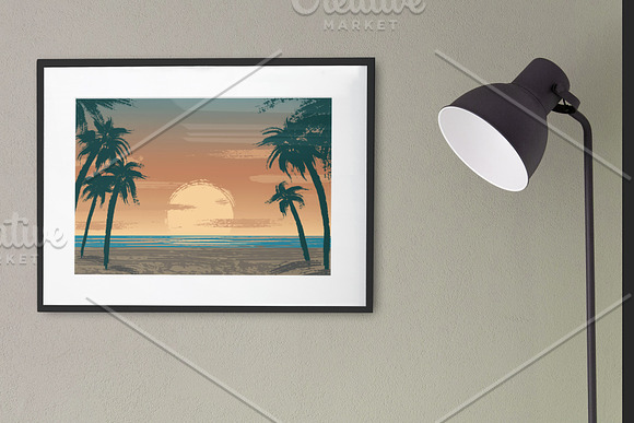 Tropical beach with palm trees in Illustrations - product preview 3