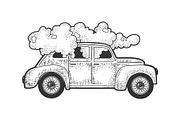 smoking car sketch vector