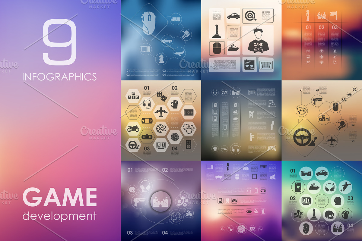 9 gaming infographics in Presentation Templates - product preview 8
