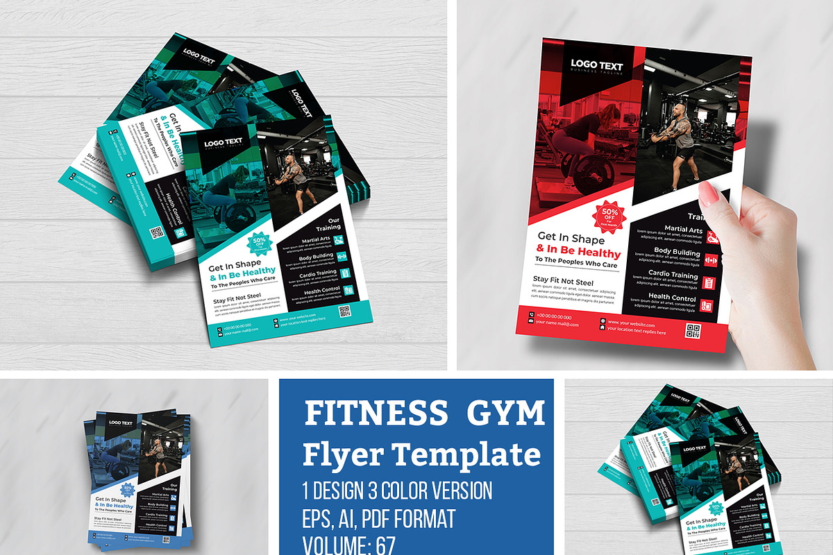 Modern fitness gym flyer Template in Flyer Templates - product preview 8