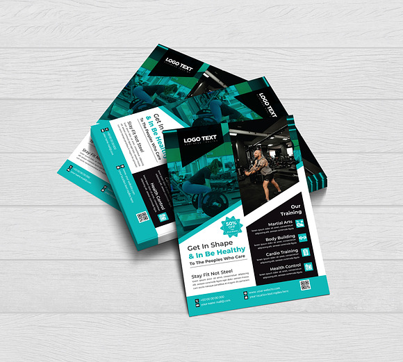 Modern fitness gym flyer Template in Flyer Templates - product preview 1