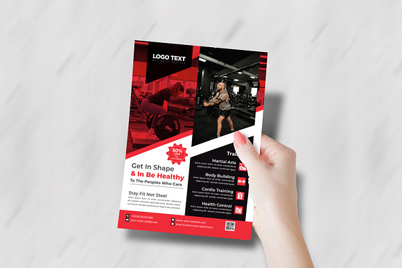 Modern fitness gym flyer Template in Flyer Templates - product preview 3