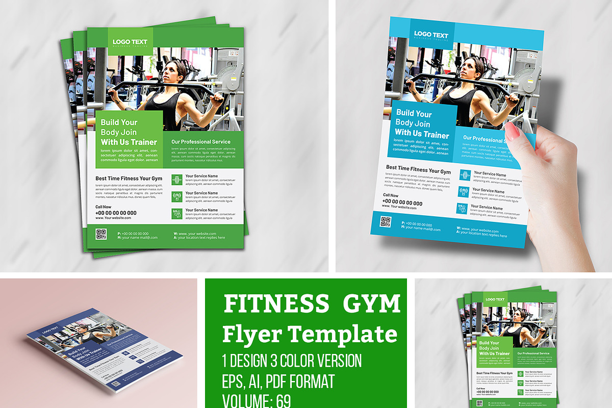 Body Fitness Gym Flyer Template in Flyer Templates - product preview 8