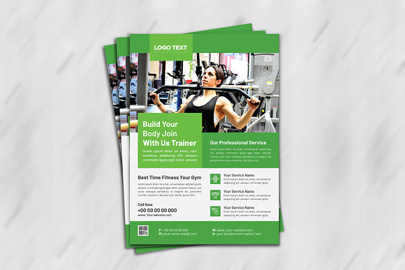 Body Fitness Gym Flyer Template in Flyer Templates - product preview 3