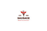sausage fork logo vector icon
