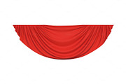 Red pelmet drapery curtain