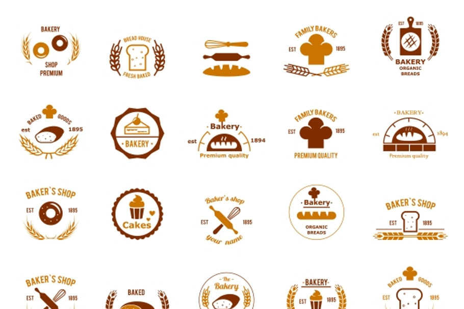 Vector bakery logos set in Graphics - product preview 8