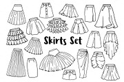 Set of hand drawn women skirts