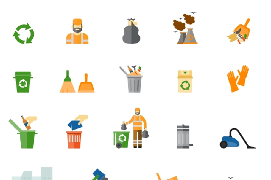 Garbage and trash flat icons set in Graphics - product preview 8