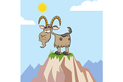 Grumpy Goat Cartoon Mascot Character