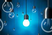 Light bulbs on blue background