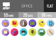 50 Office Flat Shadowed Icons
