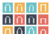 Flat silhouette icons arches