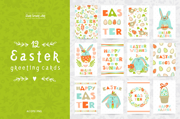 48 Easter greeting cards in Postcard Templates - product preview 2