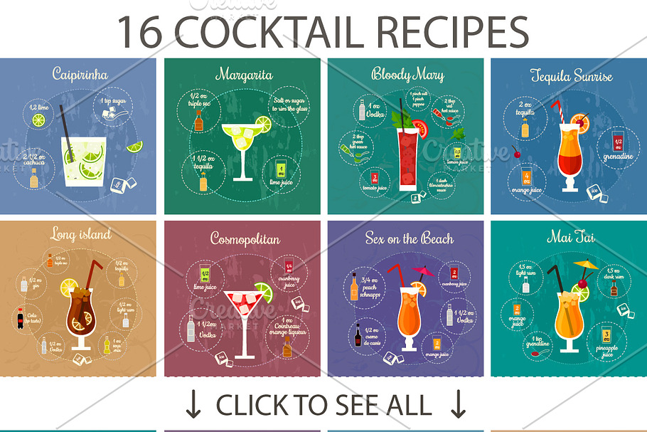 16 popular cocktail recipes in Illustrations - product preview 8
