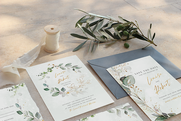 Eucalyptus Wreath Wedding Suite in Wedding Templates - product preview 1