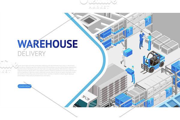 Warehouse delivery isometric design