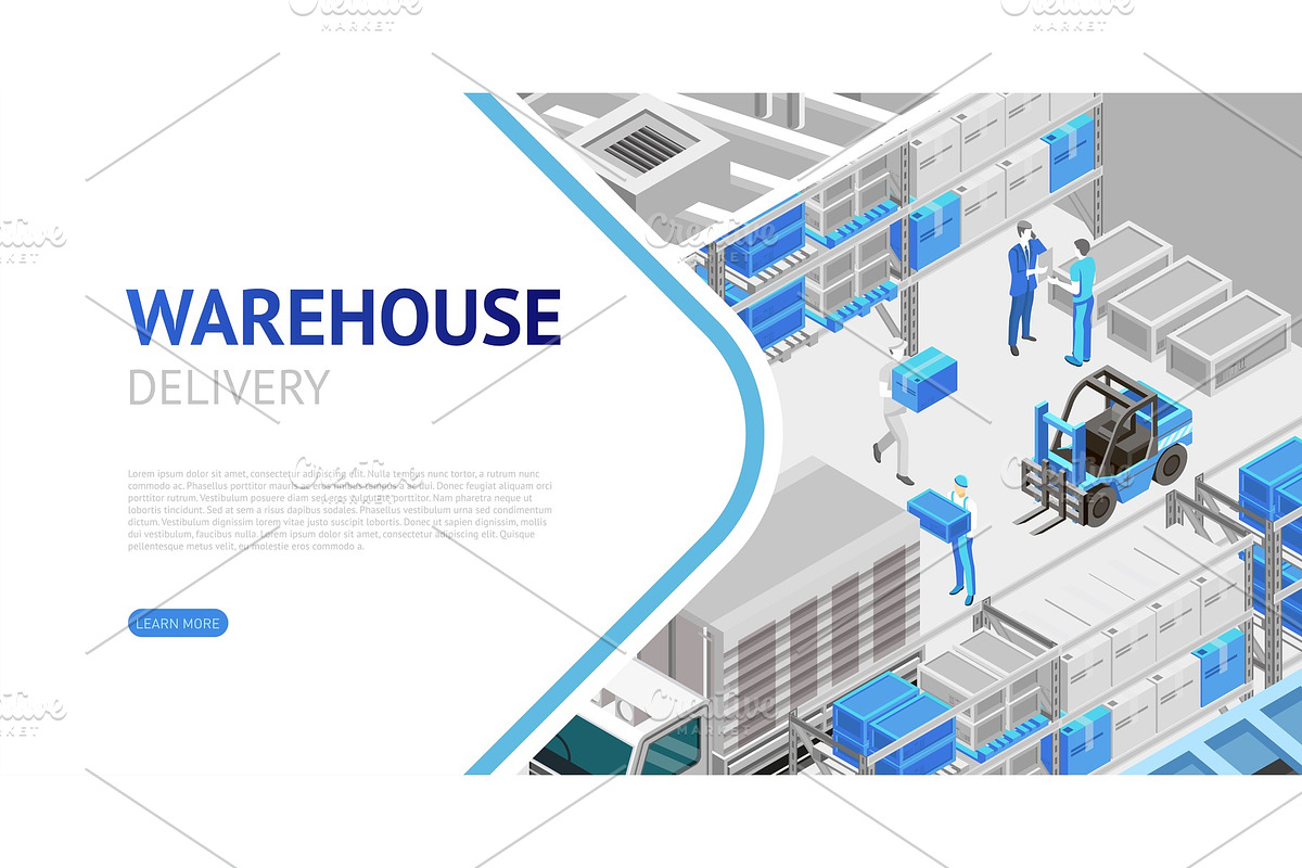 Warehouse delivery isometric design in Illustrations - product preview 8