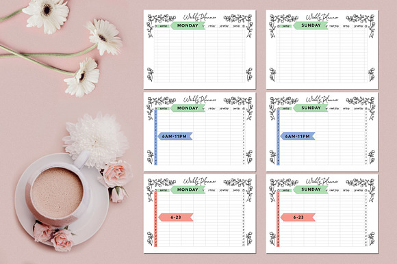 Weekly Planner Floral A4 Minimal in Stationery Templates - product preview 1