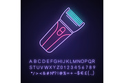 Hair clipper neon light icon
