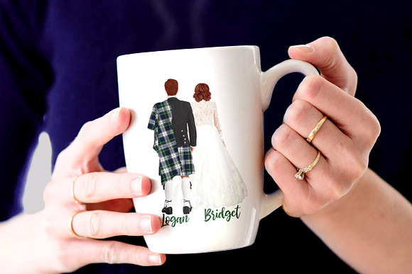 Wedding clipart,Men in kilts clipart in Illustrations - product preview 6