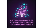 Shower chair neon light icon