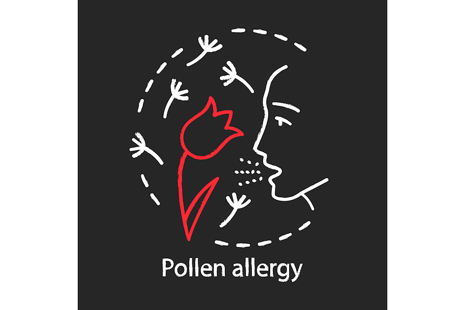 Pollen allergy chalk concept icon