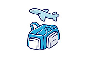 Flight, travelling bag color icon