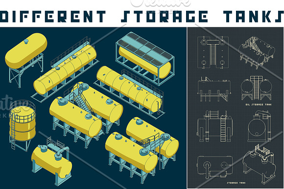 Different Storage tanks Set in Illustrations - product preview 1