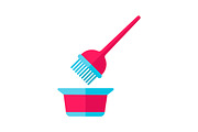 Hair coloring tools flat design icon