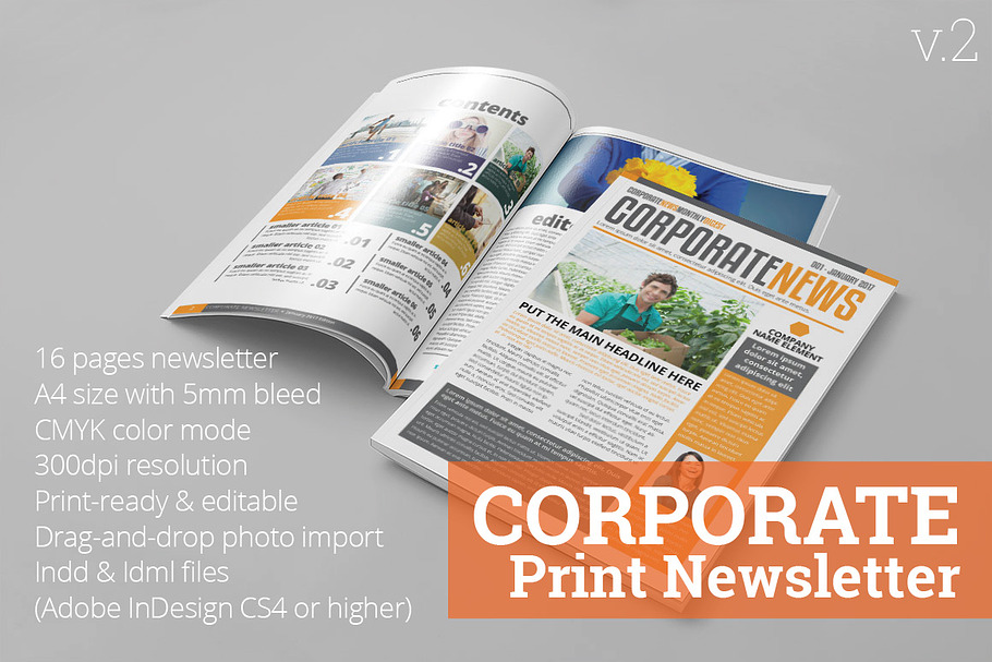 Corporate Print Newsletter in Magazine Templates - product preview 8