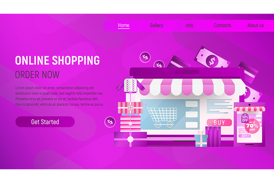 Online Shopping Landing Page in Landing Page Templates - product preview 8