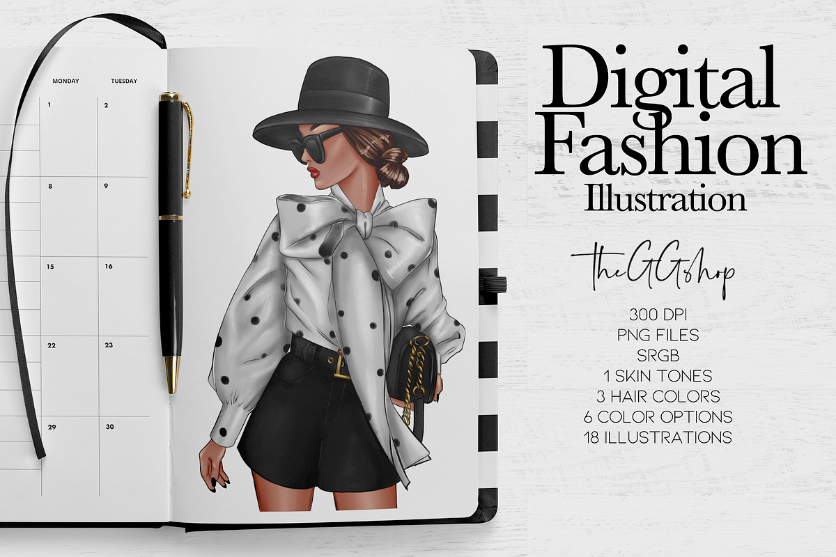 Fashion Girl Clipart in Illustrations - product preview 8
