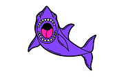 Illustration of cartoon shark. Urban