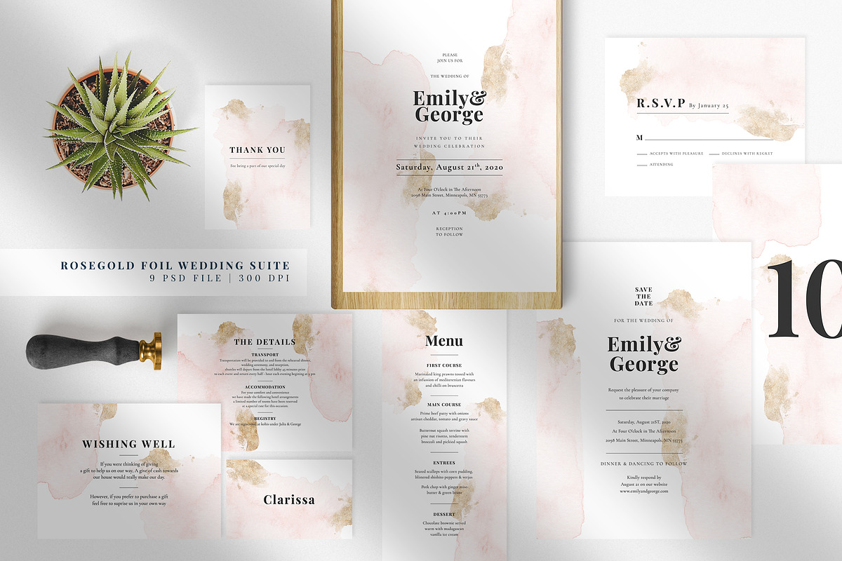Rose Gold Foil Wedding Suite in Wedding Templates - product preview 8