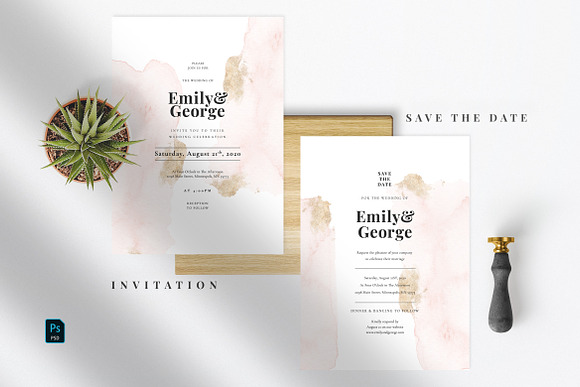 Rose Gold Foil Wedding Suite in Wedding Templates - product preview 1