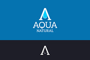 Aqua water logo. Letter A with water