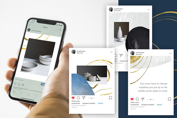 Blue abstract Instagram Puzzle Grid in Instagram Templates - product preview 6