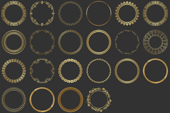 45 Golden Rounded Frames Clipart in Objects - product preview 1