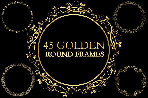 45 Golden Rounded Frames Clipart in Objects - product preview 2