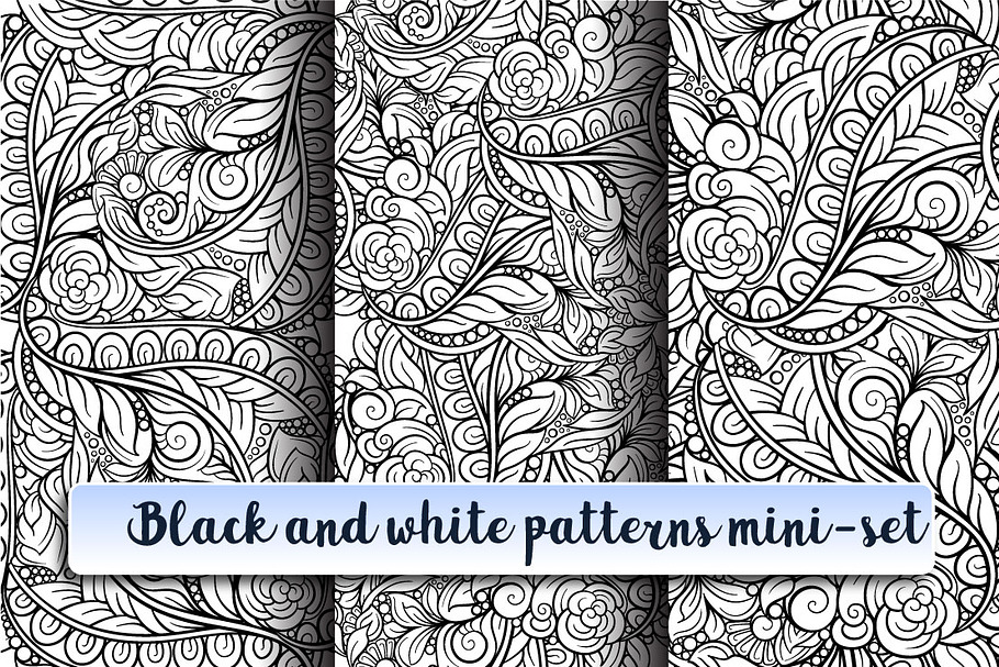 Black and white patterns mini-set