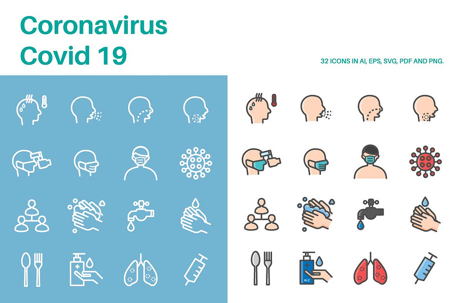 Corona virus Covid-19 Icons Vector