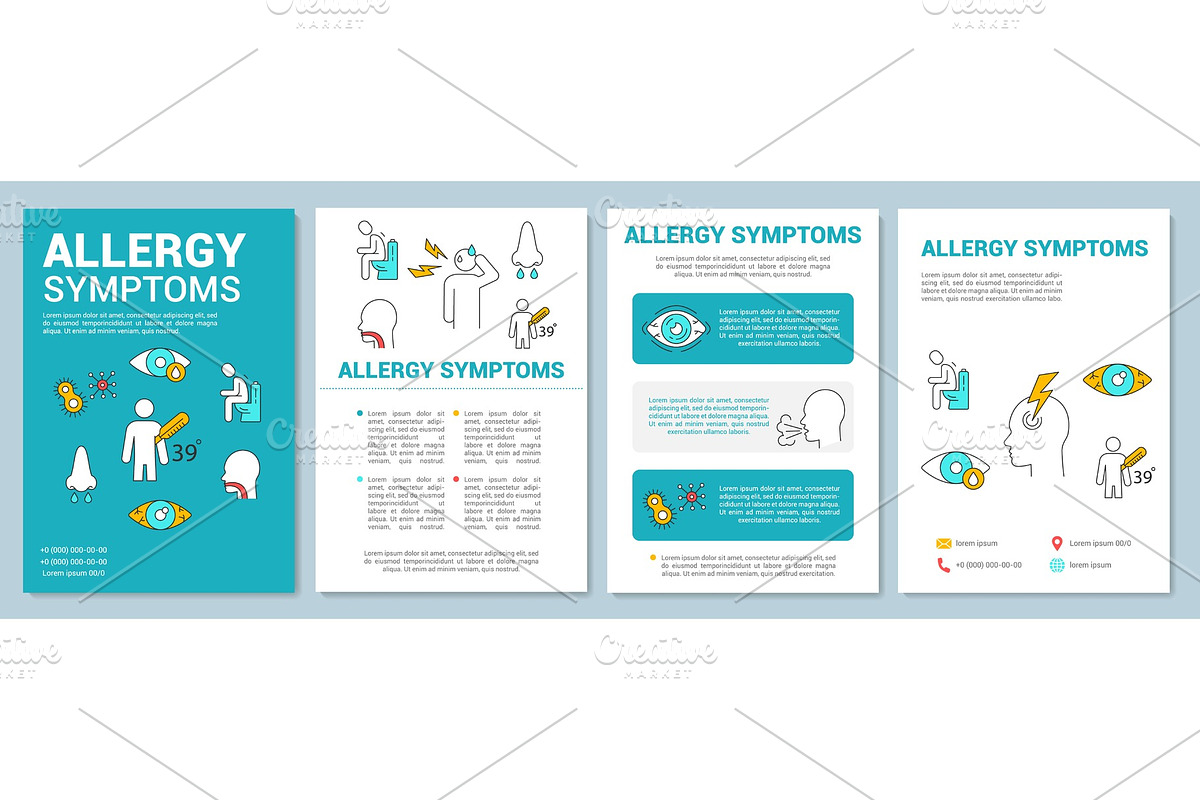 Allergy symptoms brochure template in Brochure Templates - product preview 8