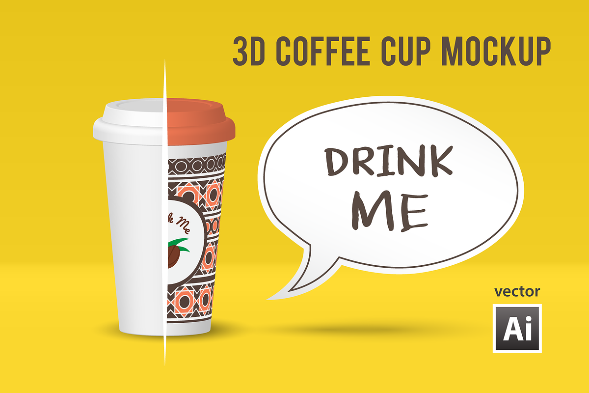 Vector 3D Coffee Cup Mockup for Ai in Product Mockups - product preview 8