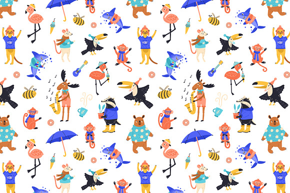 Cute animals seamless patterns in Patterns - product preview 2