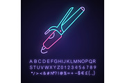 Hair curler neon light icon