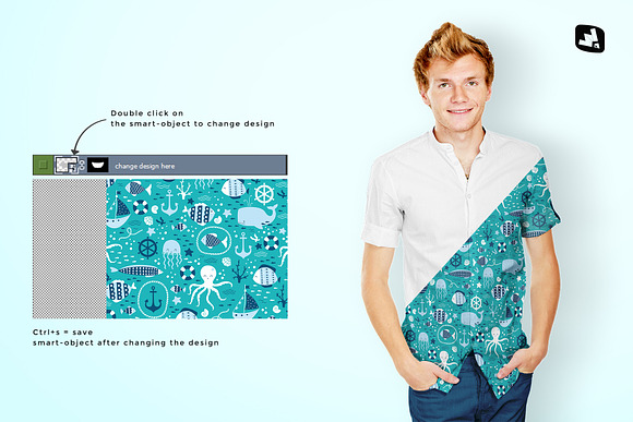 Male Y-neck Shirt Mockup in Product Mockups - product preview 4